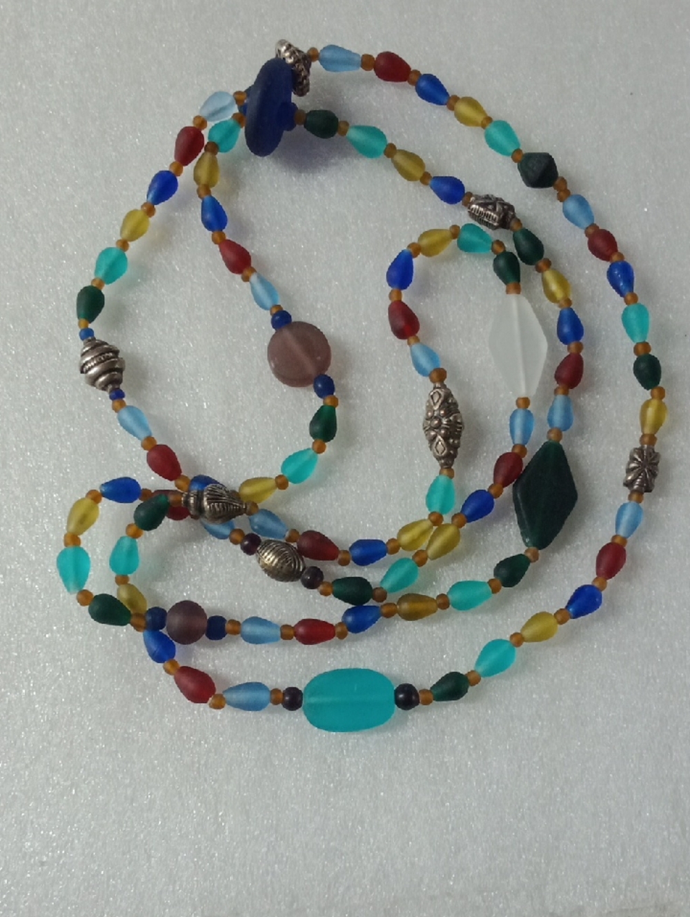 Frosted Glass Bead Necklace #A447